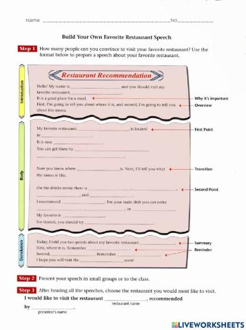 Restuarant recommended