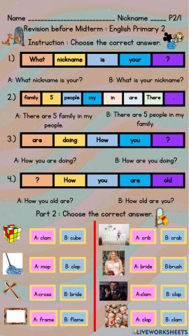 Revision before Midterm : English Primary 2