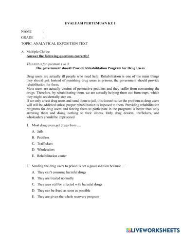 Evaluation Analytical Exposition Text 1