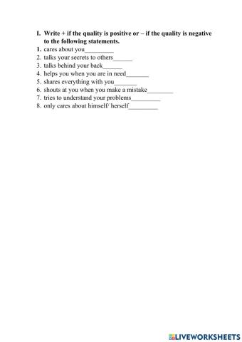 Qualities of a good friend