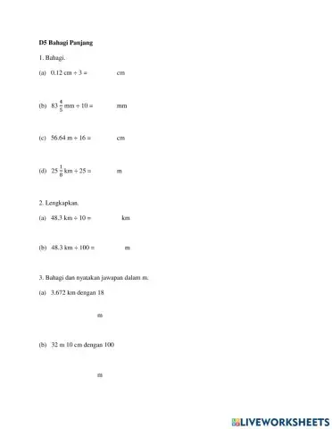 Matematik Tahun 5 : Bahagi Panjang
