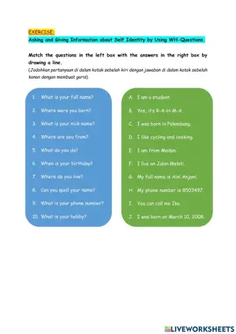 Asking and Giving Information about Self Identity