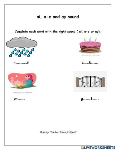 Ai, ay and a-e sound