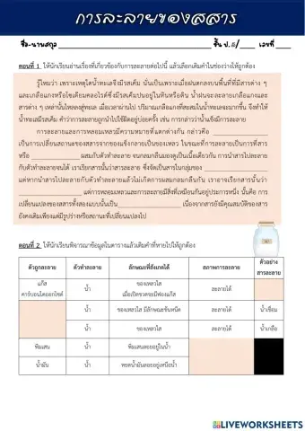 การละลายของสสาร