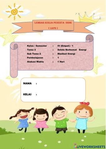LKPD TEMA 2 Subtema 2 Pembelajaran 1 kelas 4