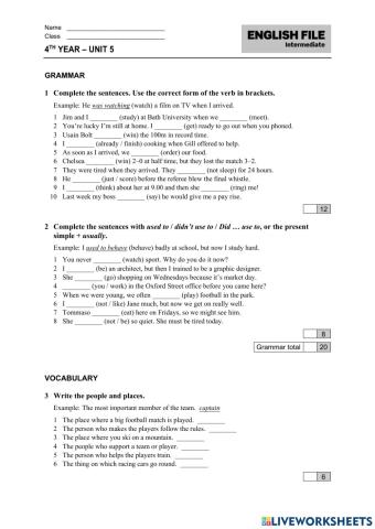 4th year unit 5 test 2021