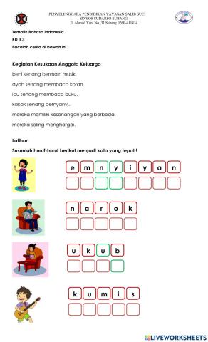 Menyusun Huruf Acak Menjadi Kata