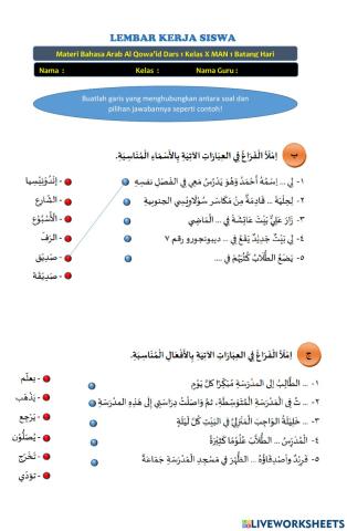Tadrib Qawa'id Bahasa Arab Dars 1 Kelas X MA