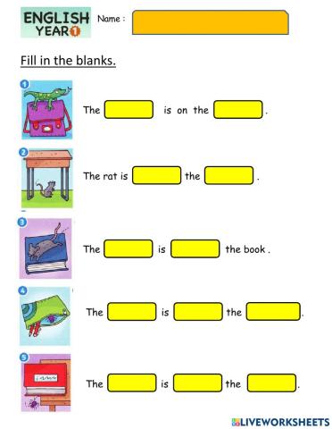 Prepositions : In, On , Under