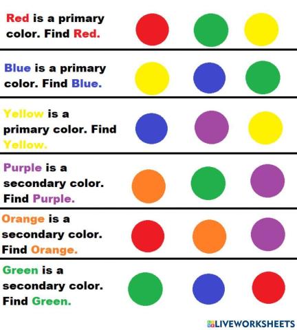 Recognise secondary colours