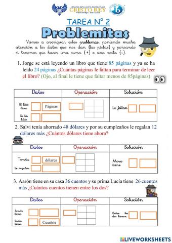 Problemas matemáticos: restas y sumas