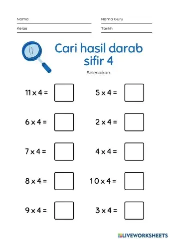 Operasi Darab Sifir 4