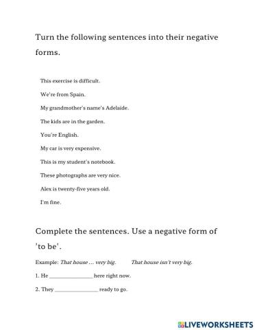 grammar practice. negatives