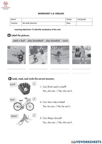 Worksheet Can and CAN-T