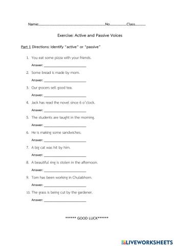 Active and Passive Voices