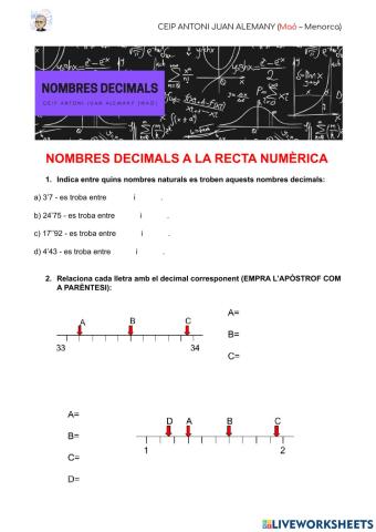 Decimals a la recta numèrica
