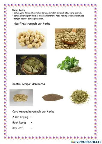 Bahan Kering - Rempah dan herba