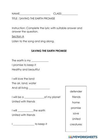 Saving the Earth Promise