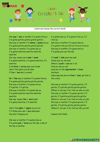 Worksheet-children's day