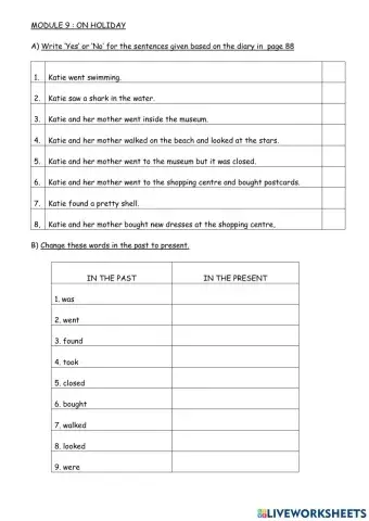 Module 9 : on holiday