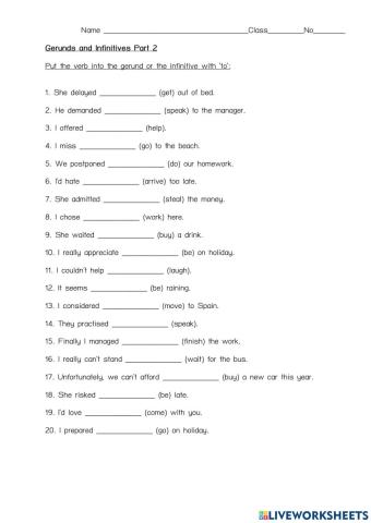 Gerunds and Infinitives Part 2