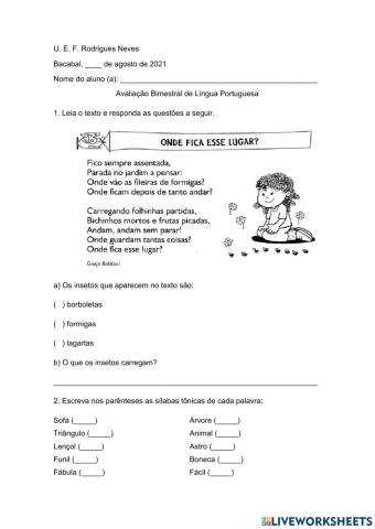 AALIAÇÃO DE PORTUGUêS