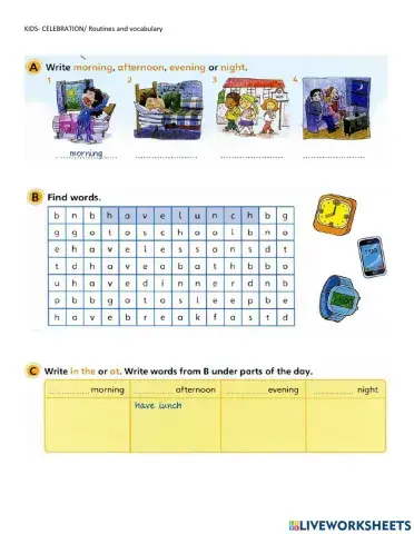 KIDS- CELEBRATION- Routines and vocabulary