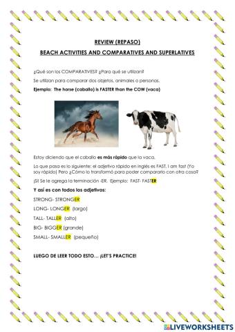 Comparatives and Superlatives, beach activities