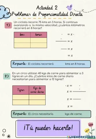 Actividad 2: Problemas de proporcionalidad directa