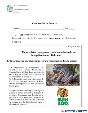 Comprensión lectora - Noticia