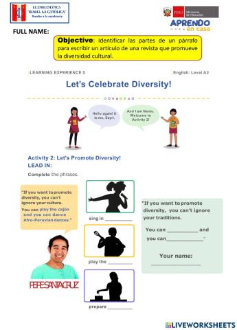 Activity 2- Level A2: Let's promote diversity