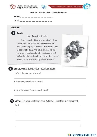 Writing Section Snacks