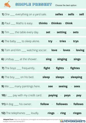 Multiple choice - Simple Present tense