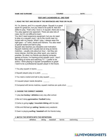 Test unit 2 achievers a2