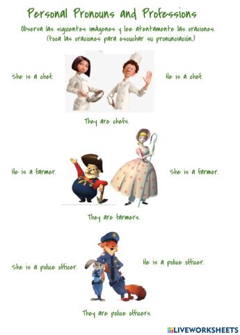 Professions and personal pronouns