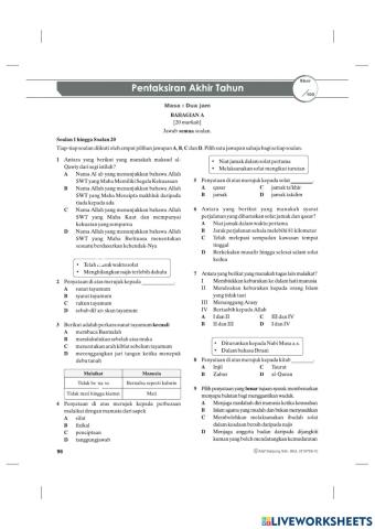 Pentaksiran akhir tahun : bahagian a