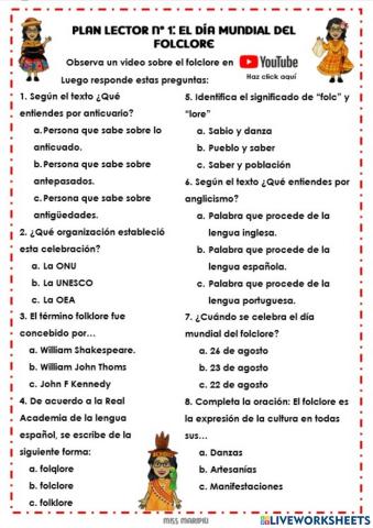 Plan Lector: Día Mundial del Folclore