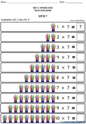 Tahun 2 - sifir 7 dan sifir 8