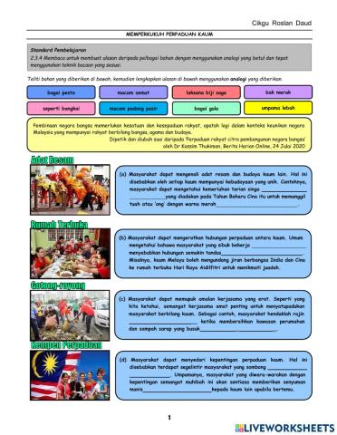 BM SPM - Memperkukuh Perpaduan Kaum