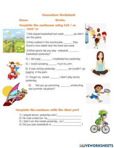 Connectors worksheet 7th grade 2021
