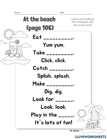 At the beach - Listen and chant (page 106)
