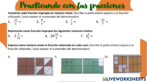 Fracciones impropias y números mixtos