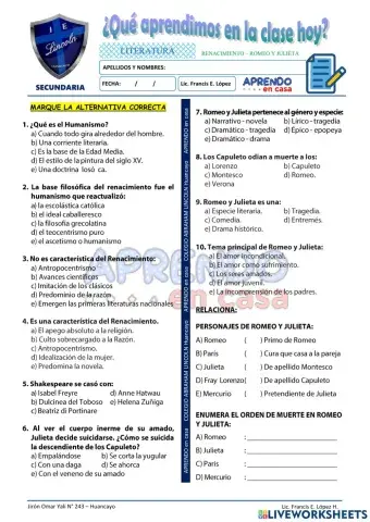 Prac. lit. Renacimiento - Romeo y Julieta