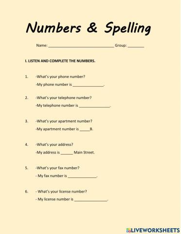 Numbers and Spelling