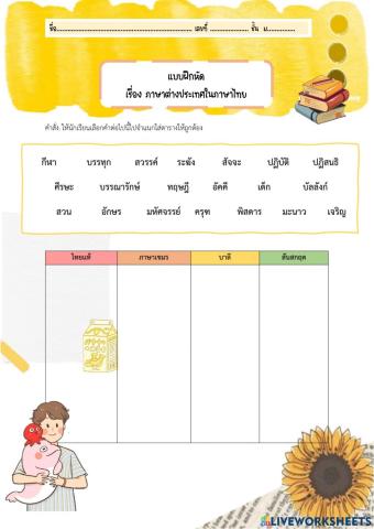 ใบงานภาษาไทยในต่างประเทศ