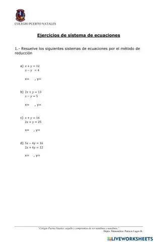 Sistema de ecuaciones