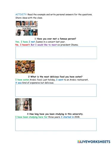 Life goals present perfect 2