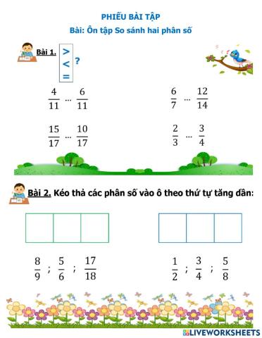 PBT Ôn tập So sánh hai phân số