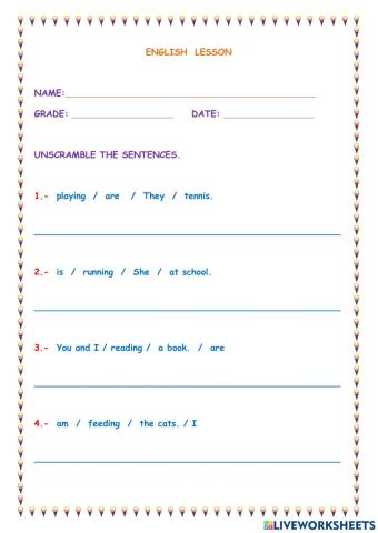 Sentences in present continuous
