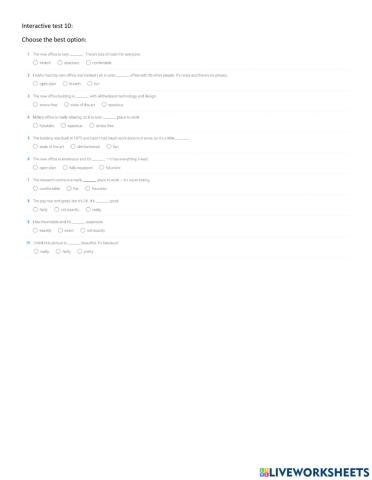 Intermediate Interactive test 10